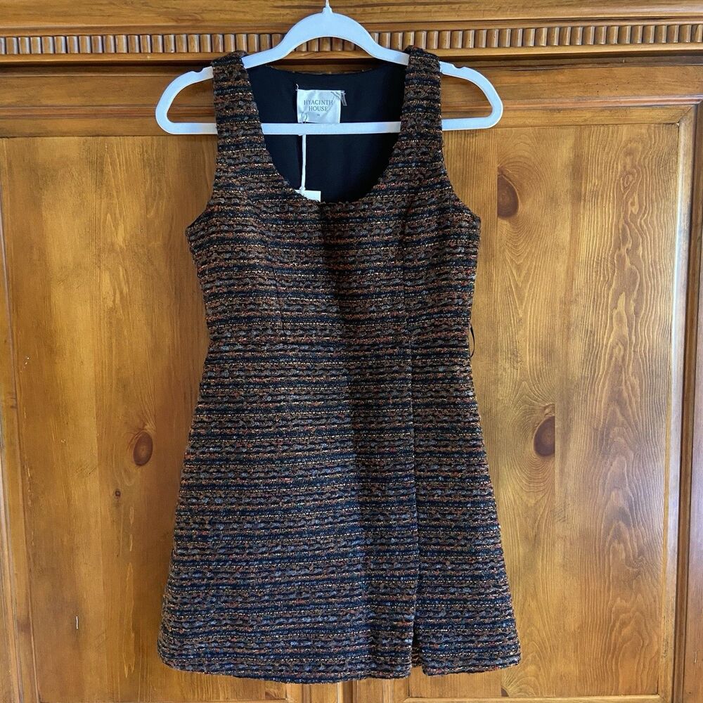 Tuckernuck Multicolor Tweed Mini Dress — Black, Brown, Orange
